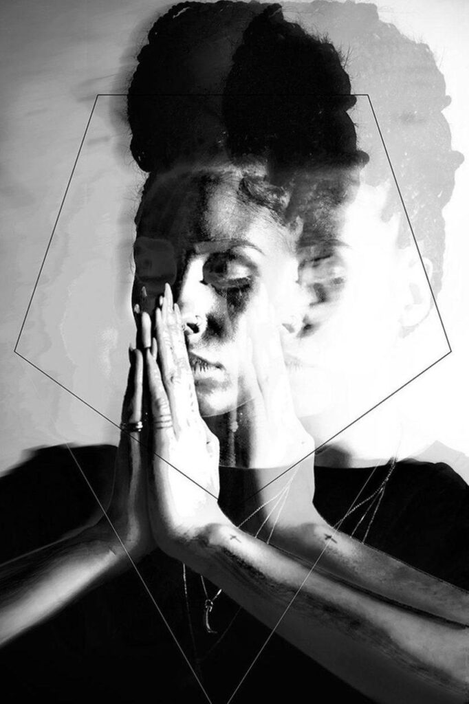 Artistieke wanddecoratie van zwart wit portret