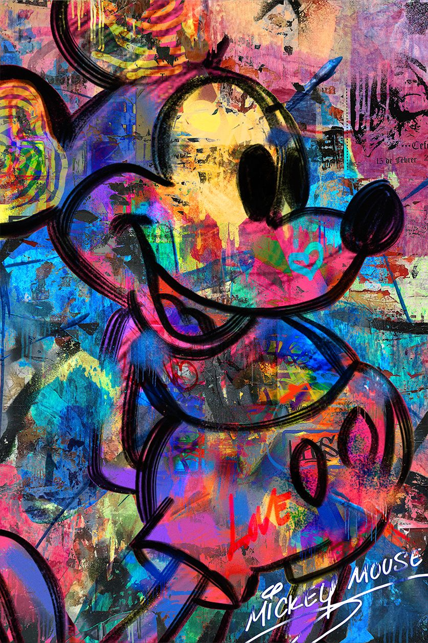 Fotokunstwerk in pop art-stijl met Mickey Mouse