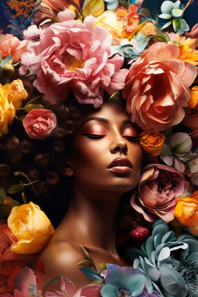 Vrouwenportret voor op de muur