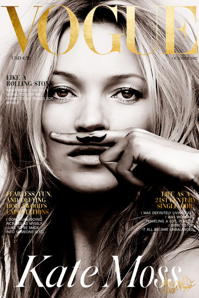 Artwork van fashion cover met Kate Moss