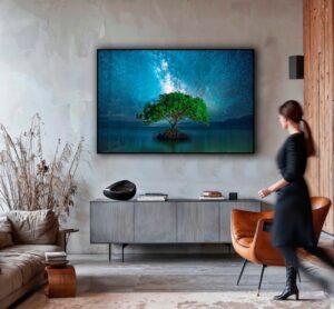 Uniek schilderij van boom onder de sterren