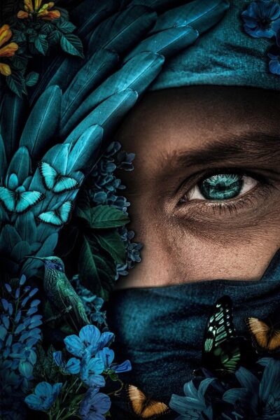 Portret kunst van mysterieus gezicht