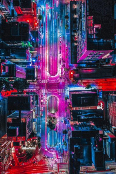 Kleurrijk cityscape fotokunstwerk