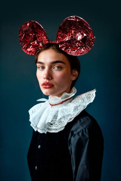 Speels modern portret als oude meester