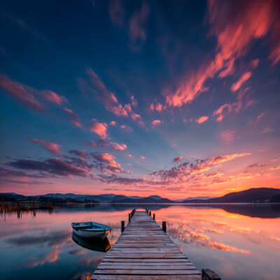 Muurkunst van een zonsondergang