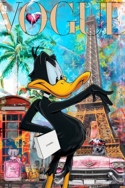 Schilderij van fashion cover met Daffy Duck