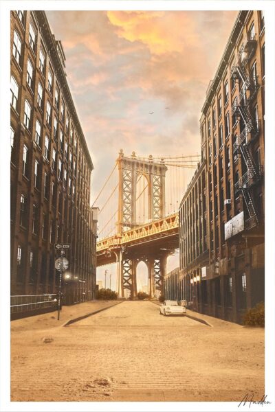 Fotokunst Manhattan bridge als woestijnstad