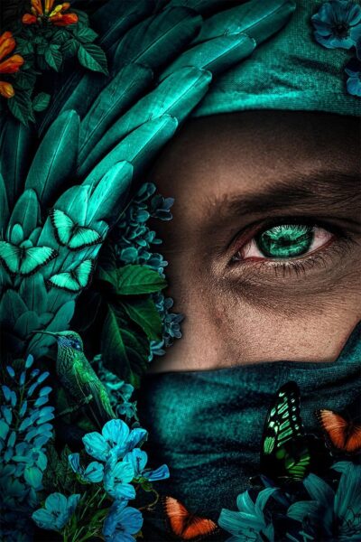 Artistieke portret foto van mysterieus gezicht